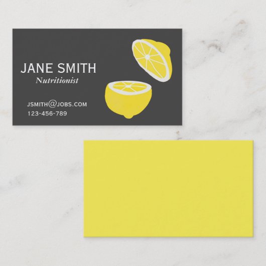 Carte De Visite Entraîneur nutritionniste en tranche de citron (Devant / Derrière)