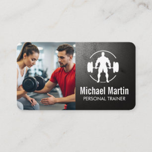 Carte De Visite Entraîneur personnel aidant un client à soulever d