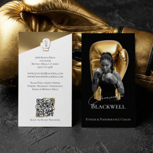 Carte De Visite Entraîneur Personnel Boxe Photo Or Noir Luxe