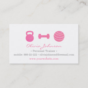 Carte De Visite Entraîneur Personnel de Fitness Féminin Rose Éléga