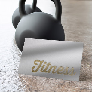 Carte De Visite Entraîneur Personnel de Fitness Minimal Blanc Doré