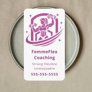 Carte De Visite Entraîneur Personnel Féminin Coaching Moderne Rose