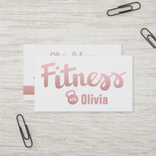 Carte De Visite Entraîneur Personnel Féminin Faux Or Rose Fitness