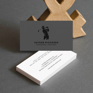 Carte De Visite Entraîneur Personnel Golf Noir Blanc Gris Coaching