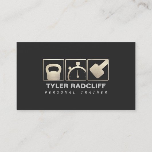 Carte De Visite Entraîneur personnel Kettlebell, Dumbbell, Stopwat (Devant)