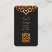 Carte De Visite Entraîneur Personnel Minimal Noir Orange Mandala (Dos)