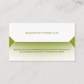 Carte De Visite Entraîneur professionnel de badminton | Coach (Dos)