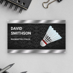 Carte De Visite Entraîneur Professionnel de Badminton Moderne avec