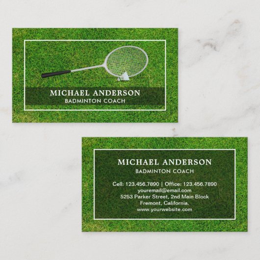Carte De Visite Entraîneur professionnel de Badminton Racket Shutt (Devant / Derrière)