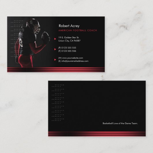 Carte De Visite Entraîneur professionnel | Sport de football améri (Devant / Derrière)
