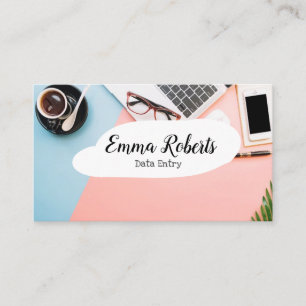 Carte De Visite Entrée des données de travail pour femme rose ordi