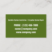 Carte De Visite Entrepôt de pelouse Aménagement de l'arroseur Répa (Dos)