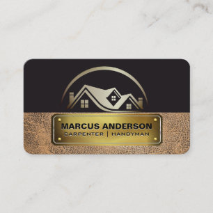 Carte De Visite Entrepreneur Bois Cuir Logo de l'entreprise