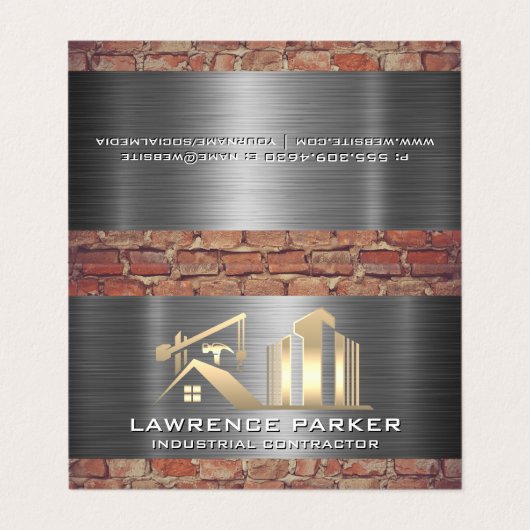 Carte De Visite Entrepreneur | Brick en acier | chantier (Extérieur déplié)