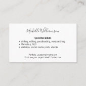 Carte De Visite Entrepreneur classique Contemporain Noir Blanc (Dos)