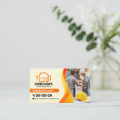 Carte De Visite Entrepreneur Constructeur Rénovation Maison Jaune (Debout devant)
