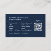 Carte De Visite Entrepreneur/Construction Code QR Moderne (Dos)