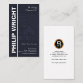 Carte De Visite Entrepreneur de bâtiment à la maison bleu élégant (Devant / Derrière)