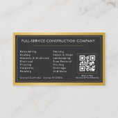 Carte De Visite Entrepreneur de bâtiment moderne Code QR métalliqu (Dos)