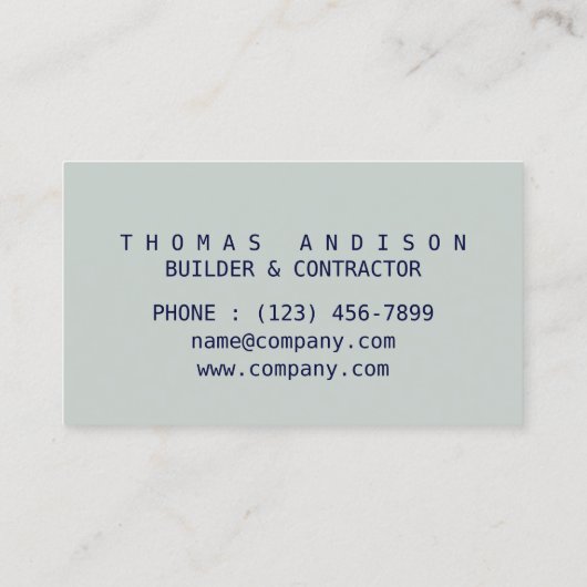 Carte De Visite Entrepreneur de construction d'architecte de const (Dos)