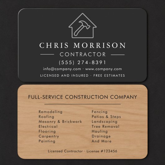 Carte De Visite Entrepreneur de construction de bâtiments en bois