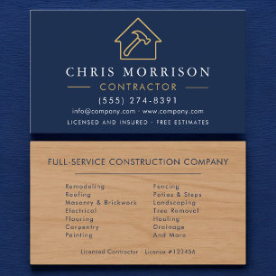 Carte De Visite Entrepreneur de construction de bâtiments en bois