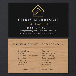 Carte De Visite Entrepreneur de construction de bâtiments en bois