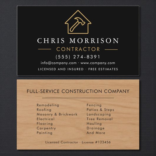 Carte De Visite Entrepreneur de construction de bâtiments en bois