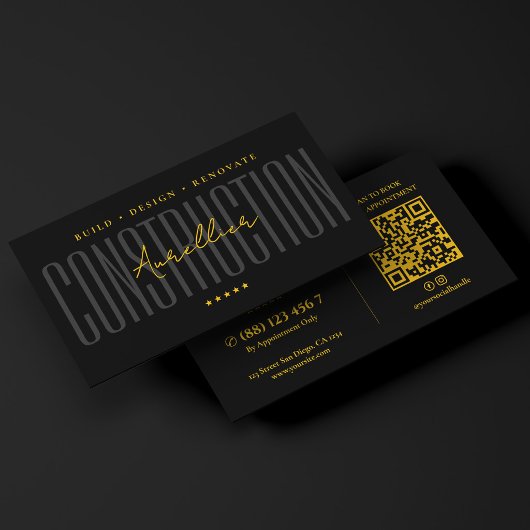 Carte De Visite Entrepreneur de construction de luxe Construction 