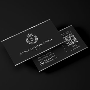 Carte De Visite Entrepreneur de construction de luxe Crest noir