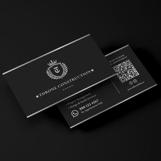 Carte De Visite Entrepreneur de construction de luxe Crest noir