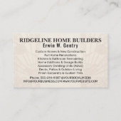 Carte De Visite Entrepreneur de construction de maisons et de réno (Dos)