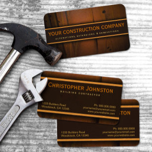 Carte De Visite Entrepreneur de construction Faux Pine Wood