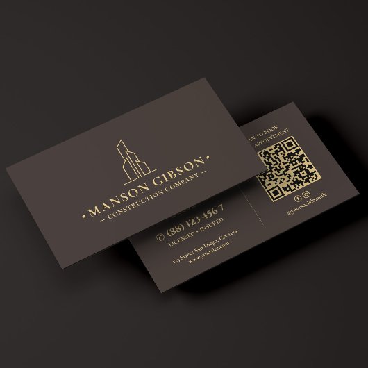 Carte De Visite Entrepreneur de construction minimal Code QR Espre