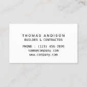 Carte De Visite Entrepreneur de construction moderne (Dos)