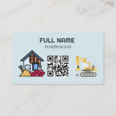 Carte De Visite Entrepreneur de construction moderne Code QR bleu (Dos)