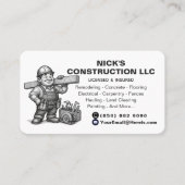 Carte De Visite Entrepreneur de construction Noir Blanc Bâtisseur (Devant)