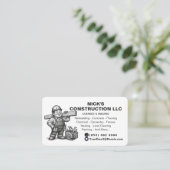 Carte De Visite Entrepreneur de construction Noir Blanc Bâtisseur (Debout devant)