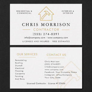 Carte De Visite Entrepreneur de construction professionnel