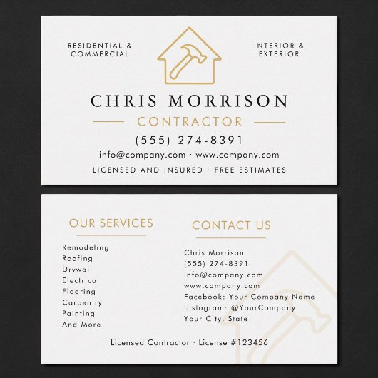 Carte De Visite Entrepreneur de construction professionnel