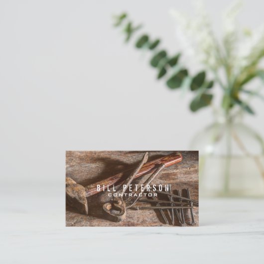 Carte De Visite Entrepreneur de construction rustique (Debout devant)