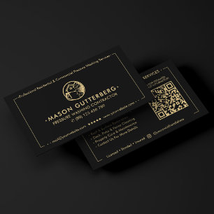 Carte De Visite Entrepreneur de lavage sous pression moderne Noir