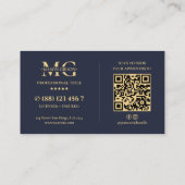 Carte De Visite Entrepreneur de Piscine Code QR Moderne Navy Foncé (Dos)