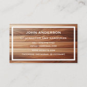 Carte De Visite Entrepreneur de rénovation et de construction mode (Dos)