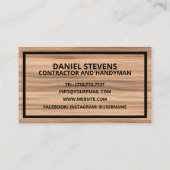 Carte De Visite Entrepreneur de rénovation et de construction mode (Dos)