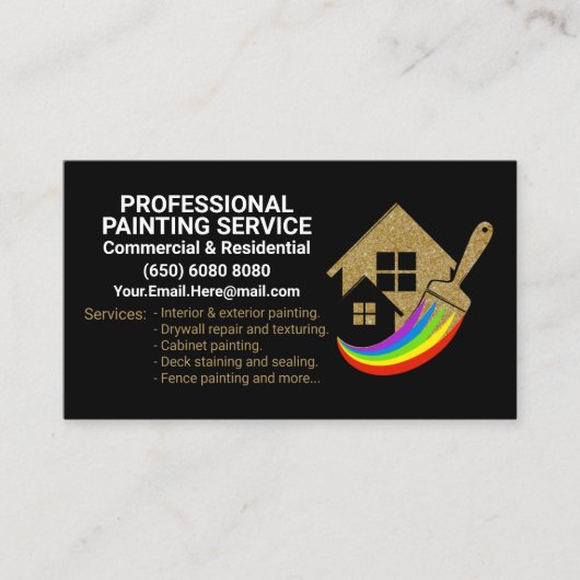 Carte De Visite Entrepreneur de services de peinture de maison pro (Devant)