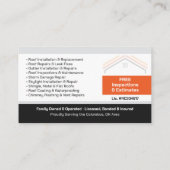 Carte De Visite Entrepreneur de services de solutions de toiture (Dos)