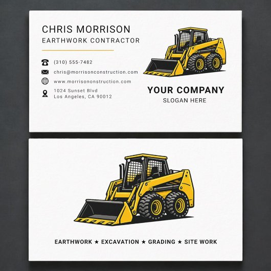 Carte De Visite Entrepreneur de terrassement Construction