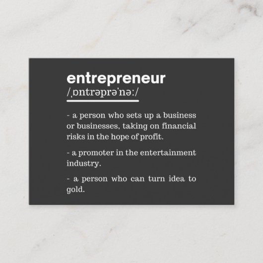 Carte De Visite Entrepreneur Définition Amusant Propriétaire d'ent (Devant)