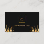 Carte De Visite Entrepreneur des grues de construction en or noir (Devant)